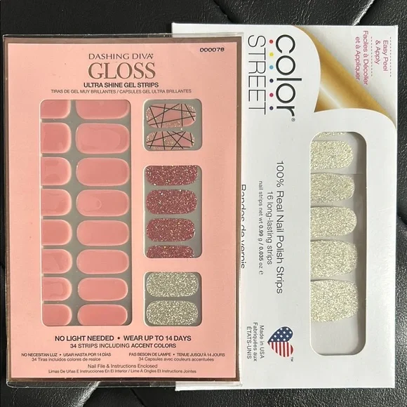 Dashing Diva Gloss Nail Strips - Pink and Gold 2 packages - Picture 1 of 2